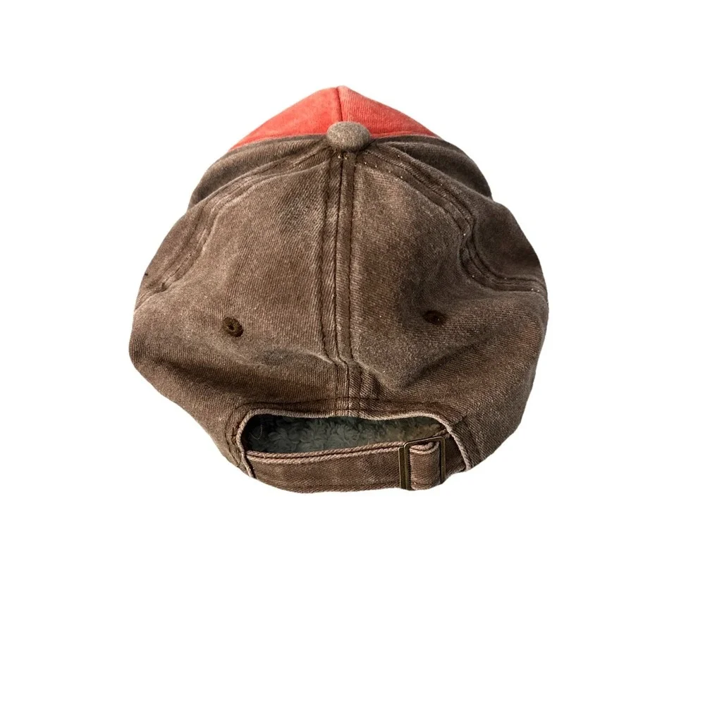 Rock Shark Baseball Hat One Size Distressed Rust Red With‎ Brown Y2K Casual Dad
